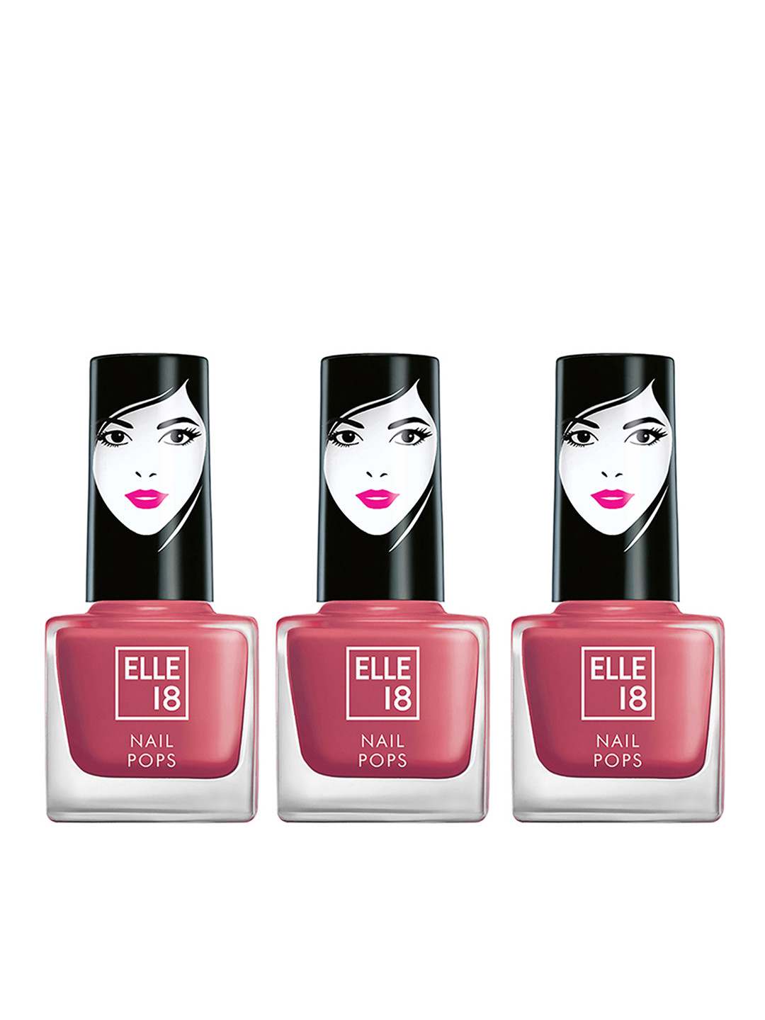 ELLE 18 Set of 3 Nail Pops Long Lasting Nail Color With Glossy Finish 5ml Each - 160
