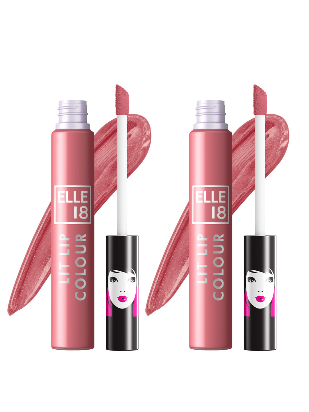 ELLE 18 Set of 2 Lit Lip Matte Finish Smudgeproof Lip Colour 5.6ml each - Nude Pump