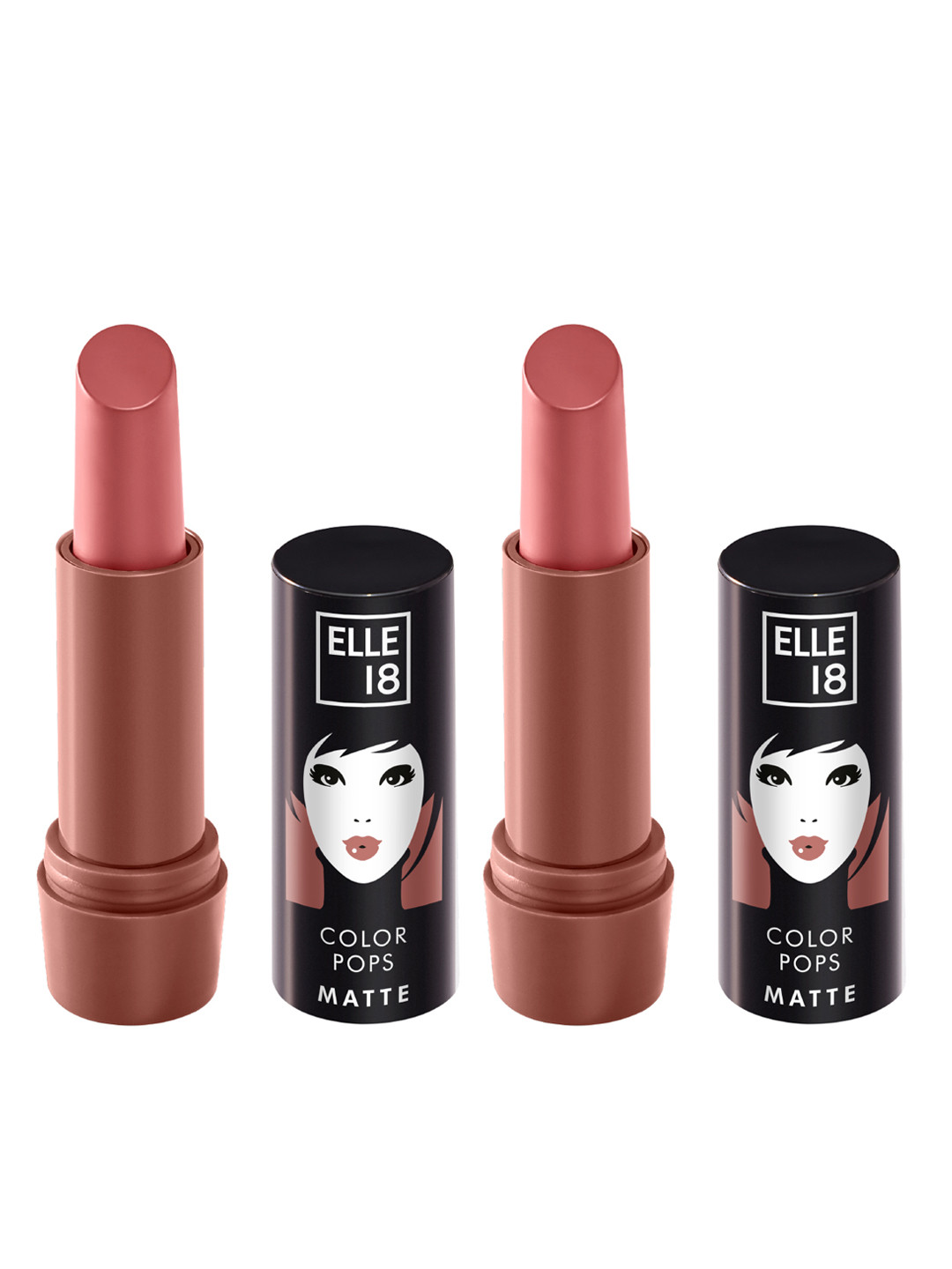 ELLE 18 Set of 2 Color Pop Moisturising Matte Lip Color 4.3g each - P25 Rose Nude