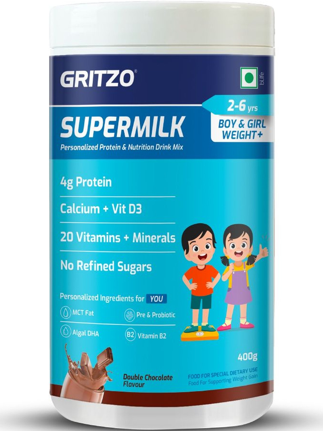 Gritzo SuperMilk Weight Protein-400 g- Double Chocolate