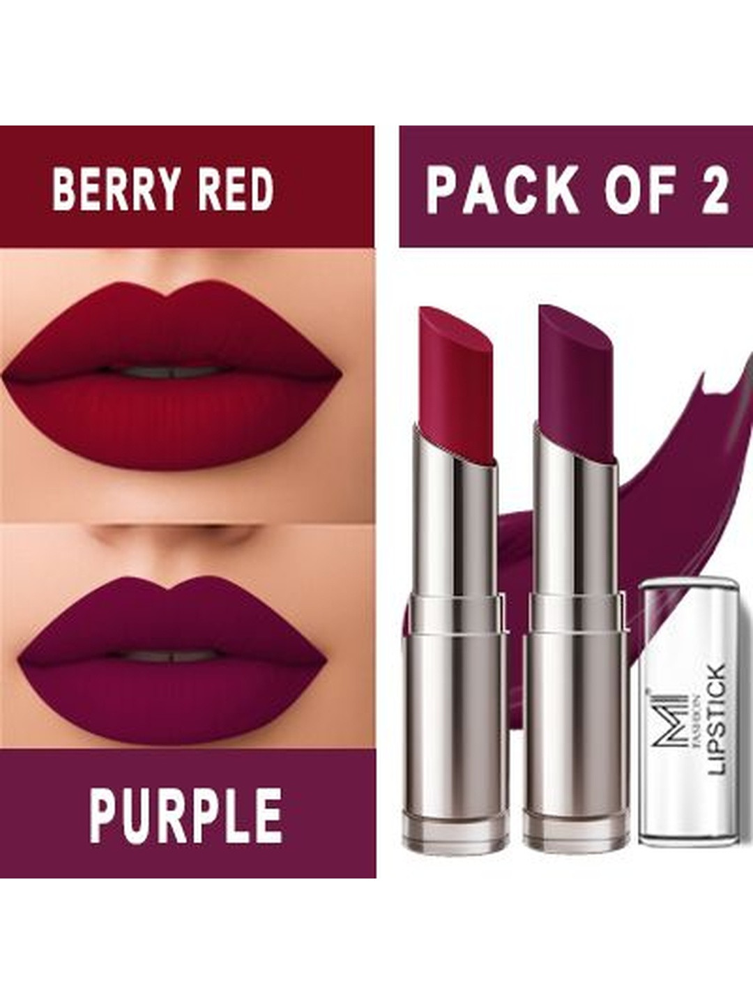 MI FASHION Set Of 2 Party Wear Matte Bullet Lipstick - 3.5 g