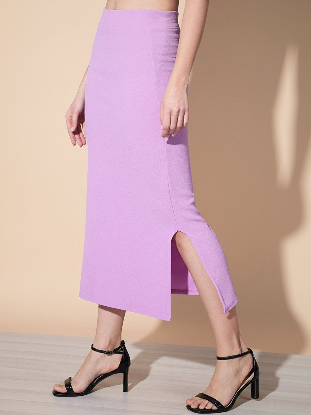 The Lifestyle Co Knee Side Slit Midi Pencil Skirt