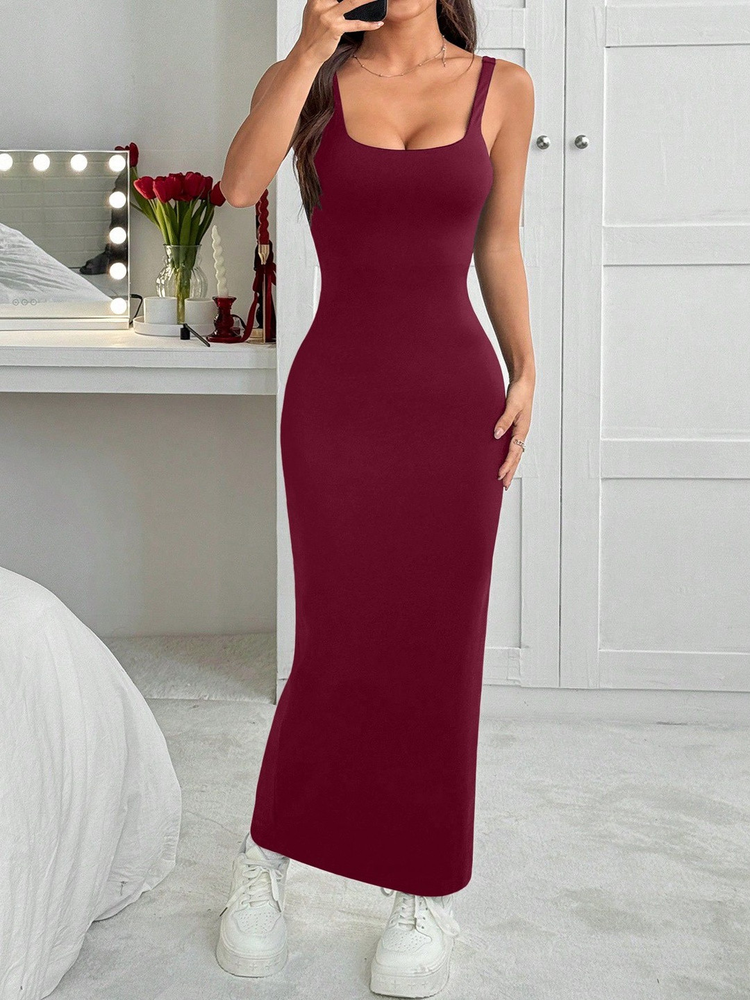 GENZILOOKS Organic Cotton Bodycon Maxi Dress