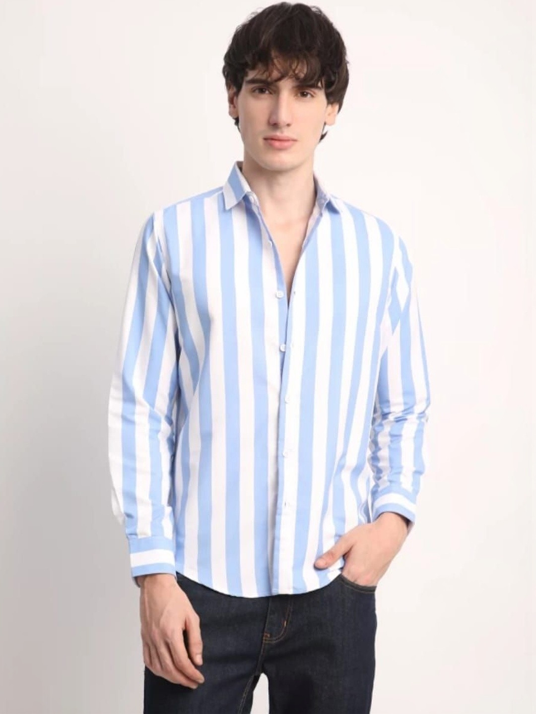 RODEIZ Men Comfort Slim Fit Striped Casual Shirt