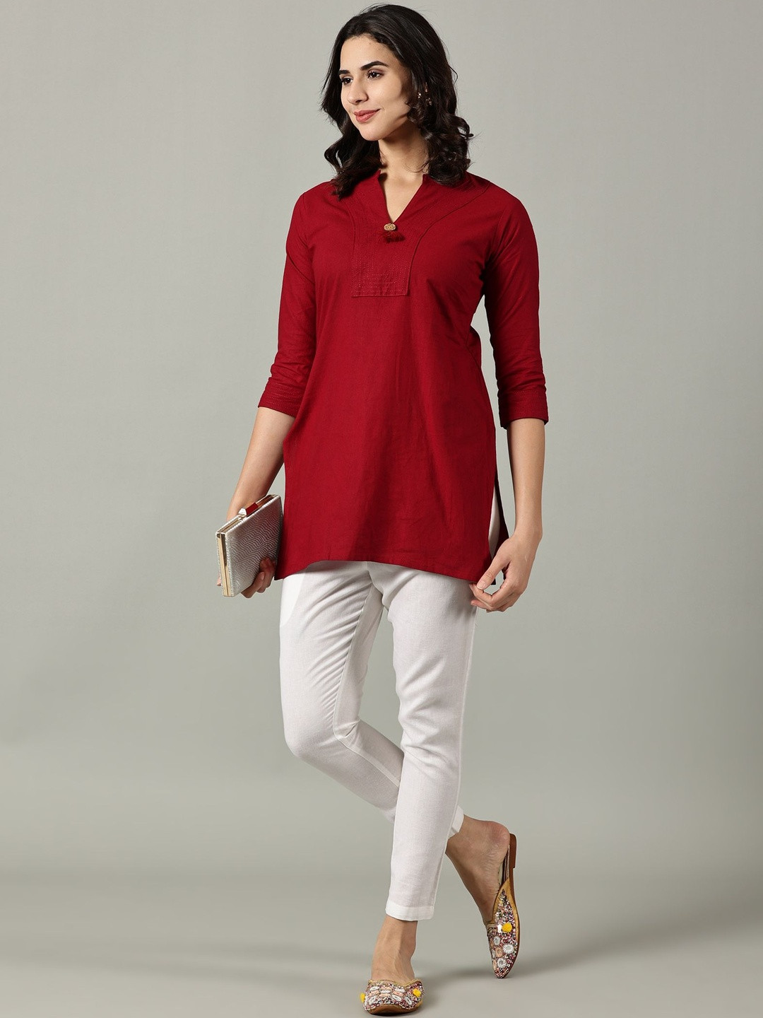 Sadda Fashion Cotton Embroidered Thread Work Short Kurti
