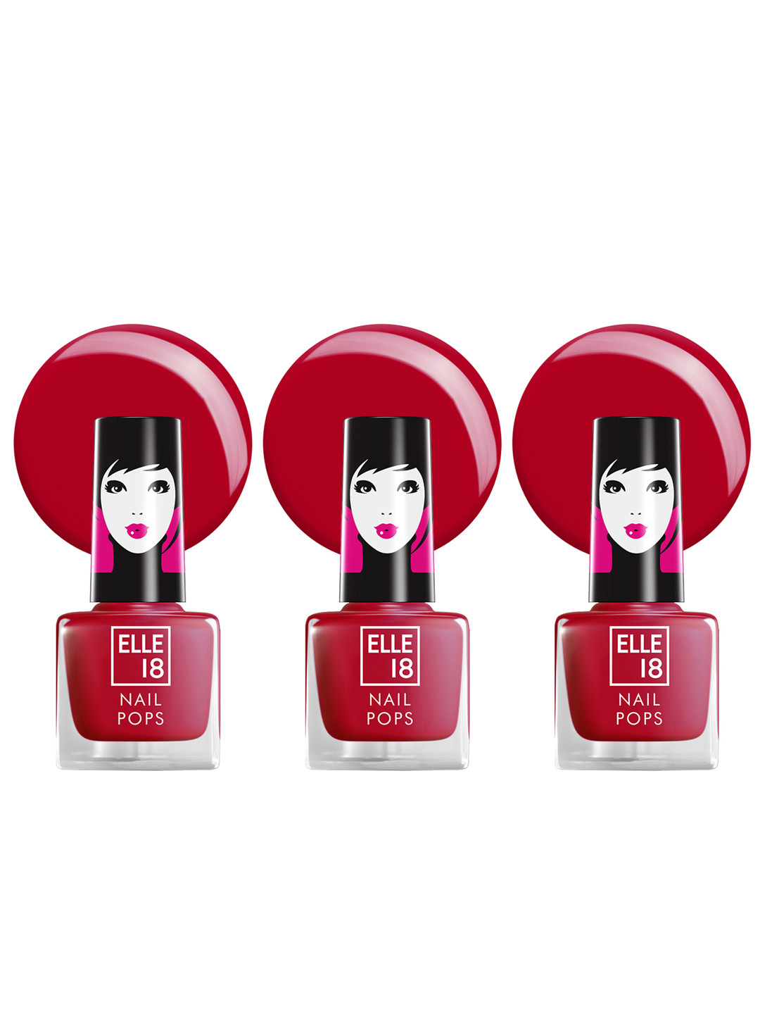 ELLE 18 Set of 3 Nail Pops Long Lasting Nail Color With Glossy Finish 5ml each- 171