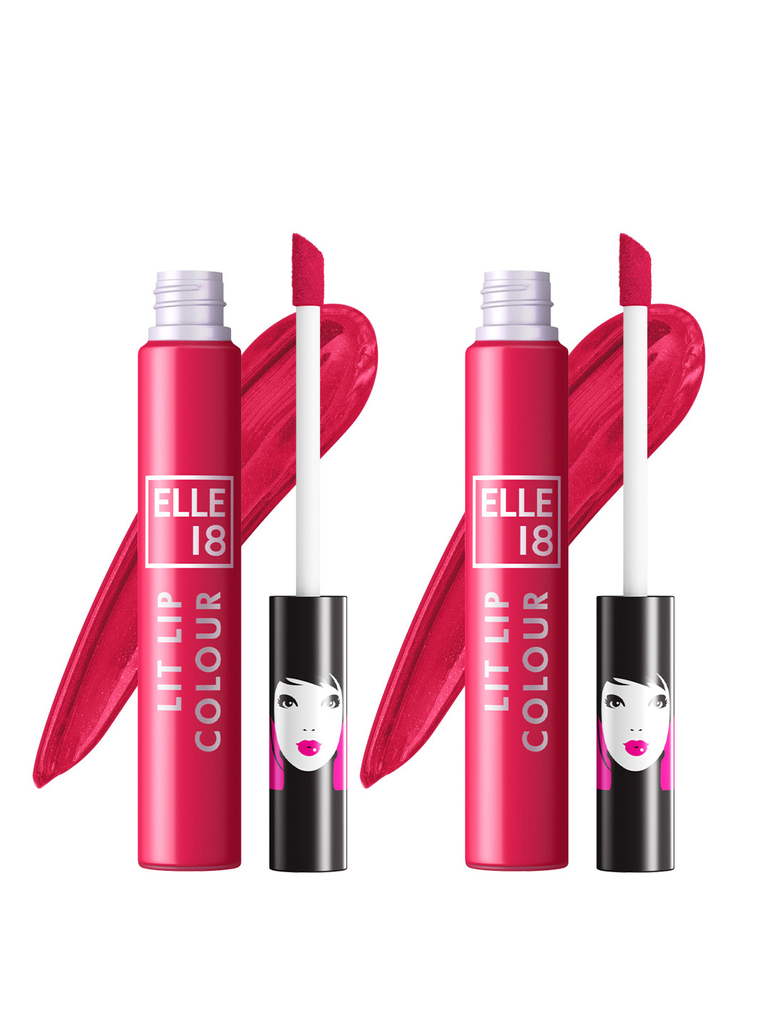 ELLE 18 Set of 2 Lit Lip Matte Finish Smudgeproof Lip Colour 5.6ml each- Pink Blossom