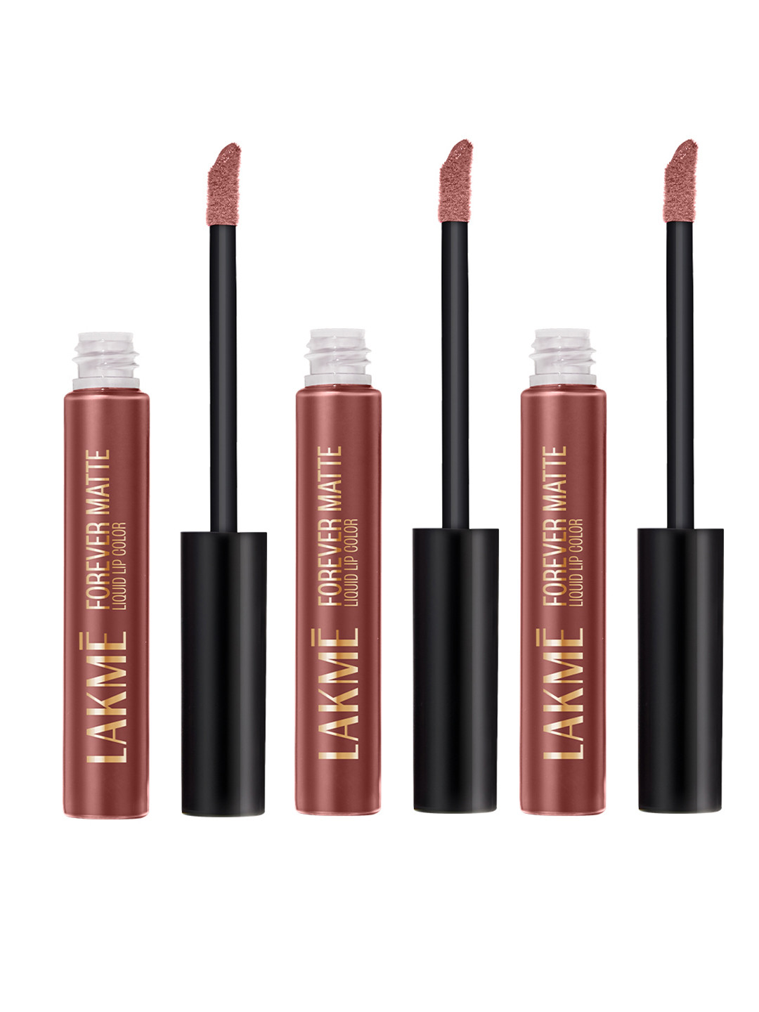Lakme Set Of 3 Forever Matte Lightweight 16Hr Liquid Lipstick 5.6ml Each - Nude Hue