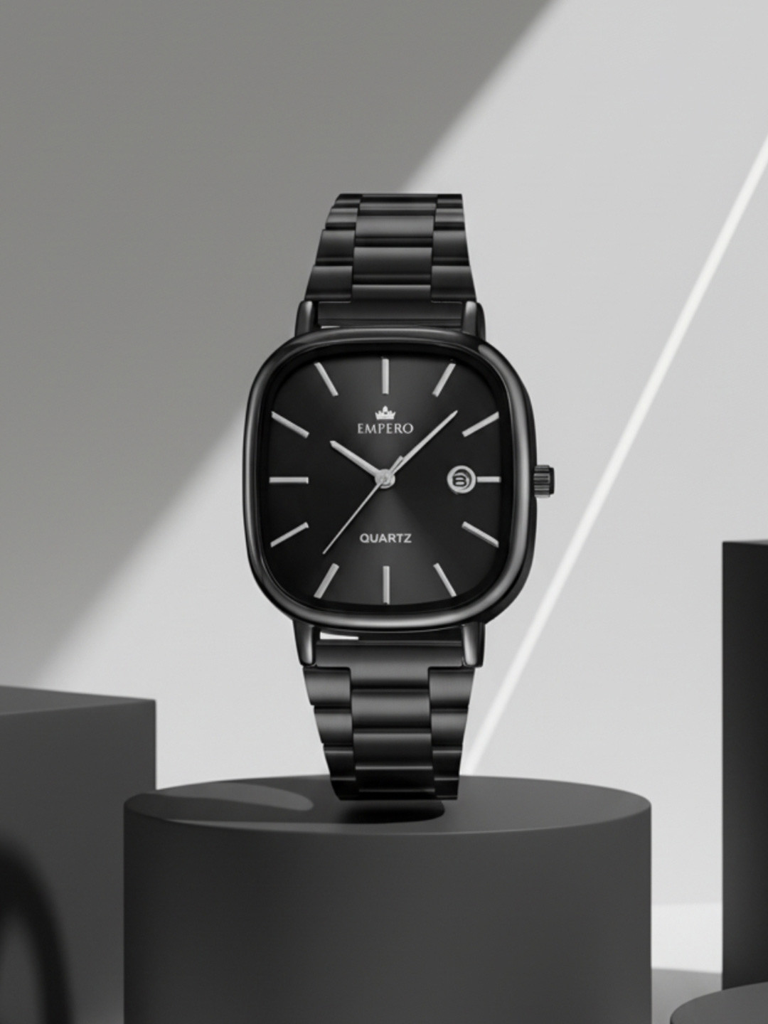 EMPERO Men Brass Printed Dial & Stainless Steel Straps Analogue Watch EAB224 Full Black