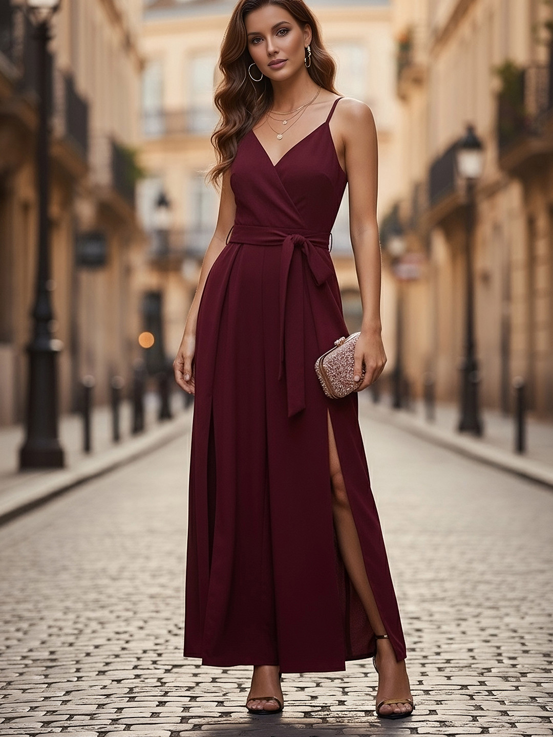 Berrylush Women Shoulder Straps Waist Tie-Ups Basic Jumpsuit