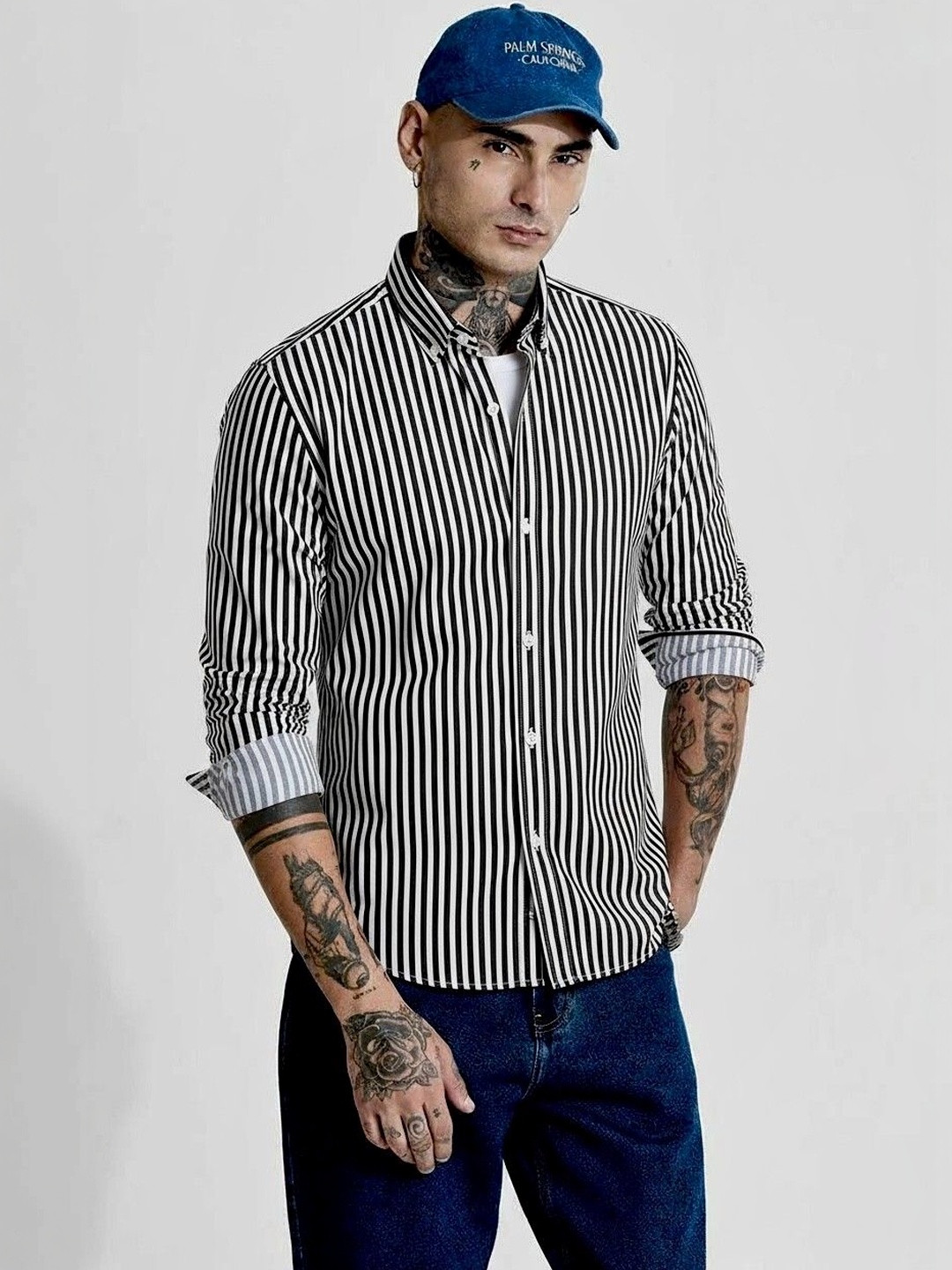 RODEIZ Men Comfort Slim Fit Striped Casual Shirt