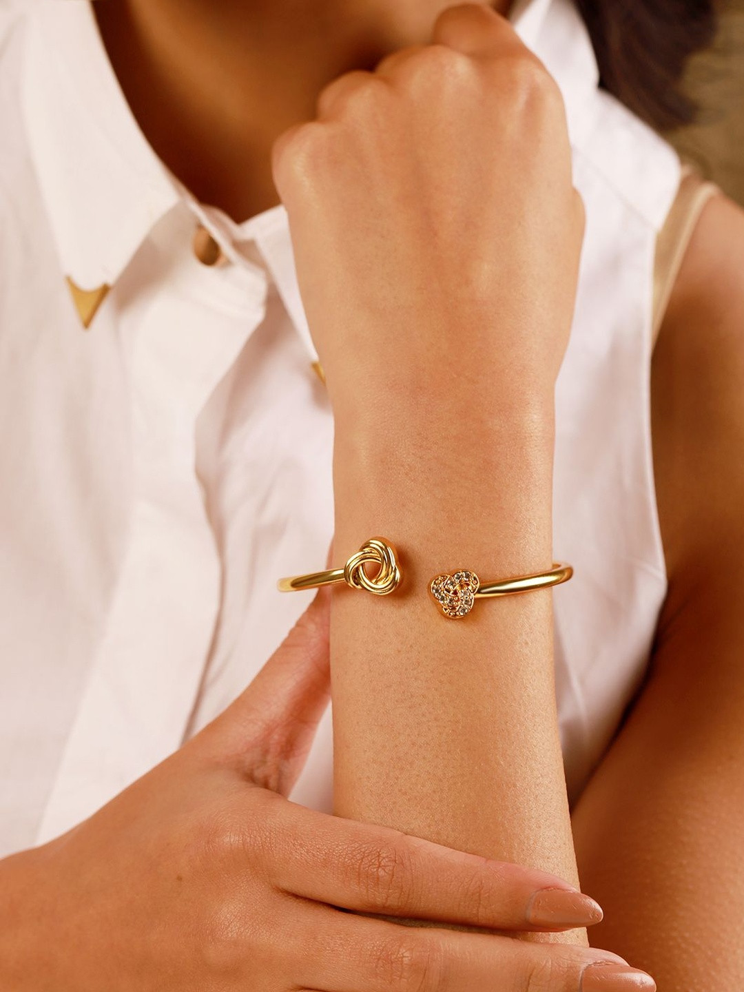 Voylla Valentines Day Gold-Plated Cubic Zirconia Cuff