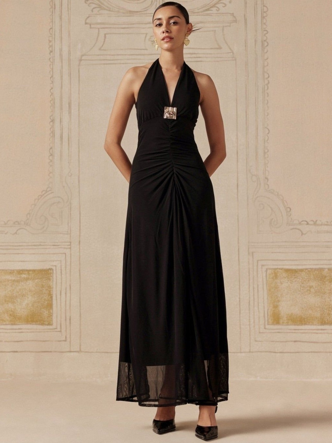 Sage by Mala Halter Neck Sheath Maxi Dress
