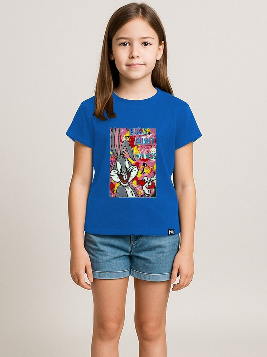 YK X Minute Mirth Girls Bugs Bunny Printed Cotton Tops