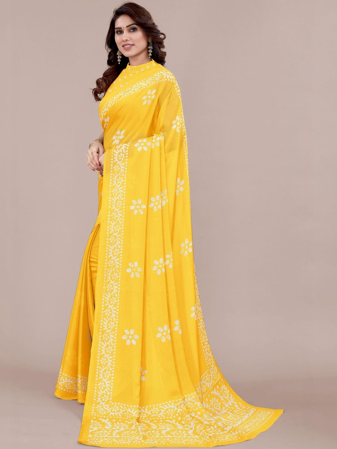 KALINI Floral Poly Chiffon Saree