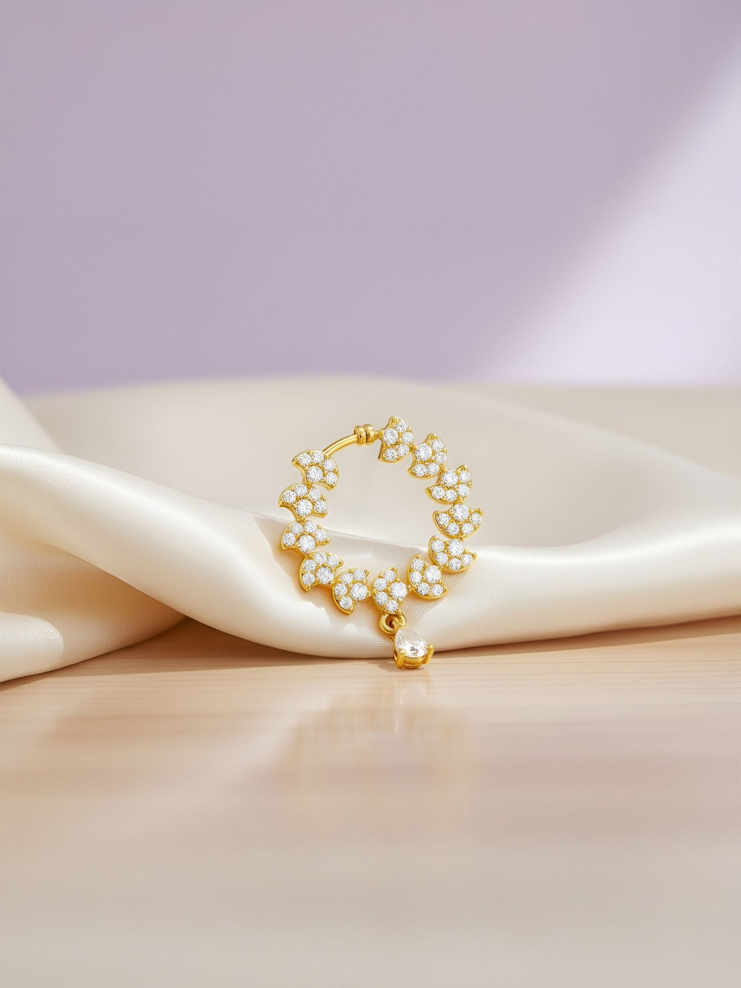 PRIVIU Gold-Plated Cubic Zirconia Ring Nosepin