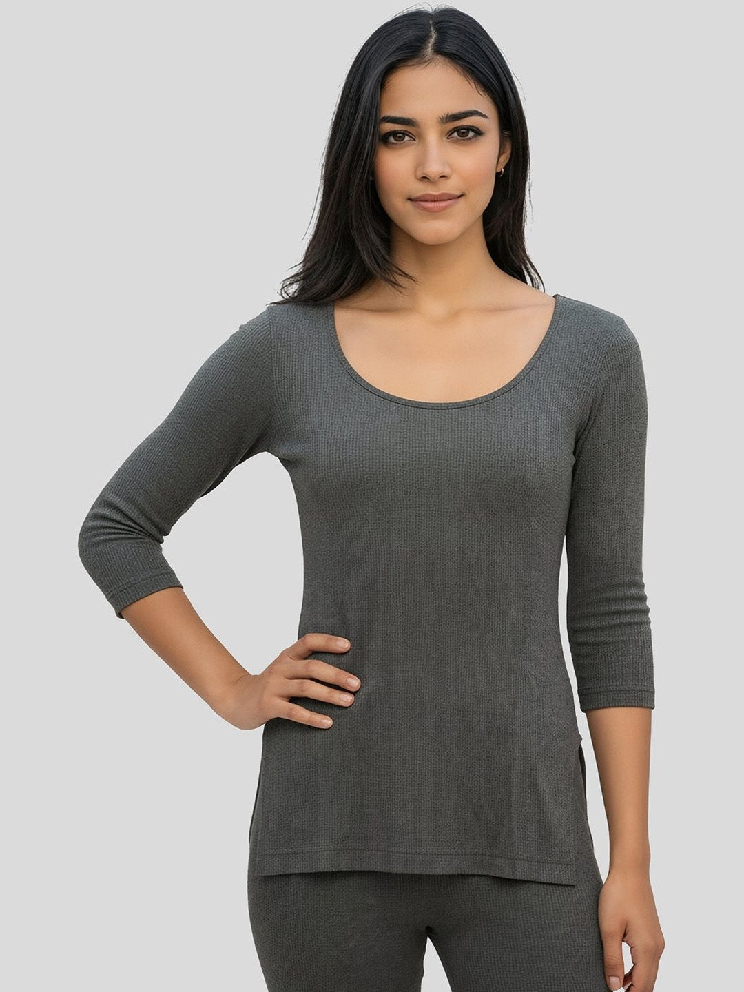 XYXX Womens Solid Warm Thermal Top and Bottom Set