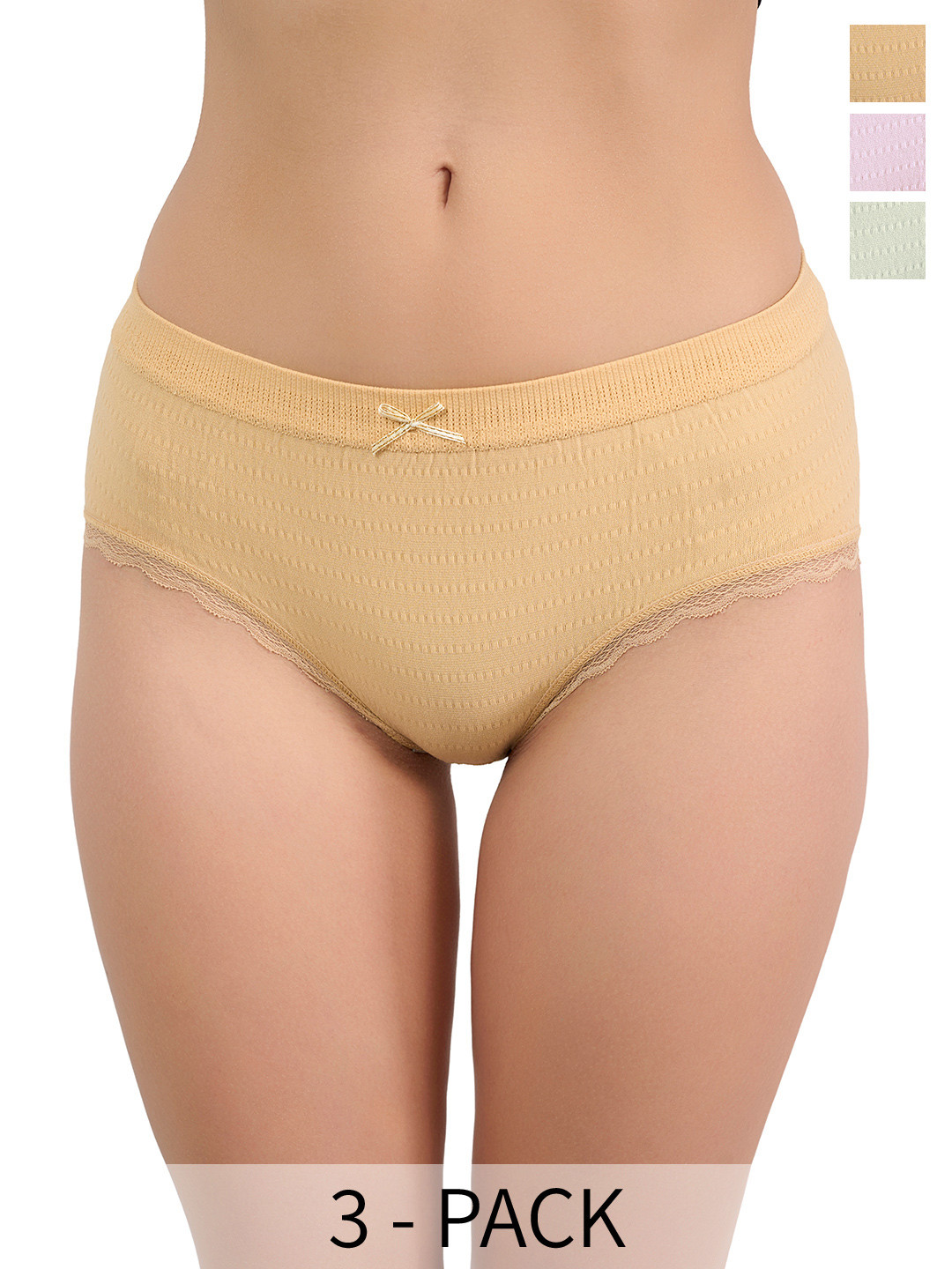 Moda Rapido Pack Of 3 Mid Rise Seamless Basic Briefs