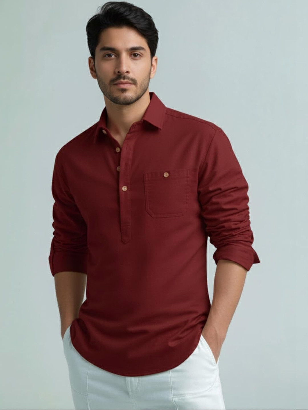 univibe Men Solid Cotton Short Kurta