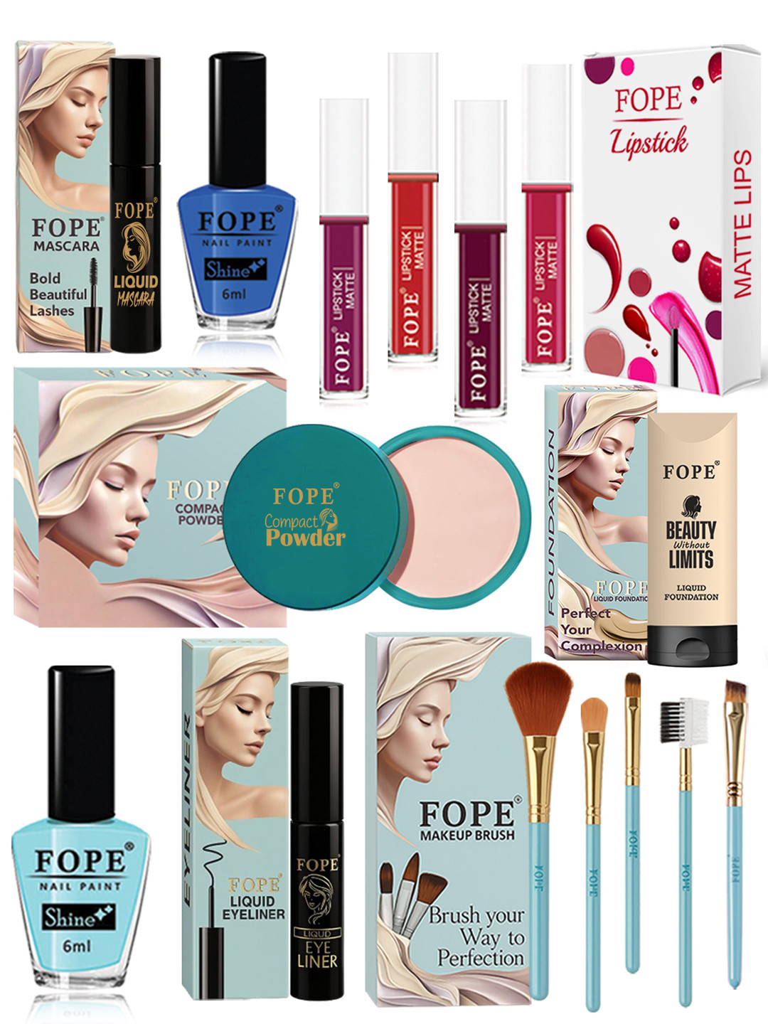 FOPE Set Of 15 All In One Long Lasting Makeup Combo