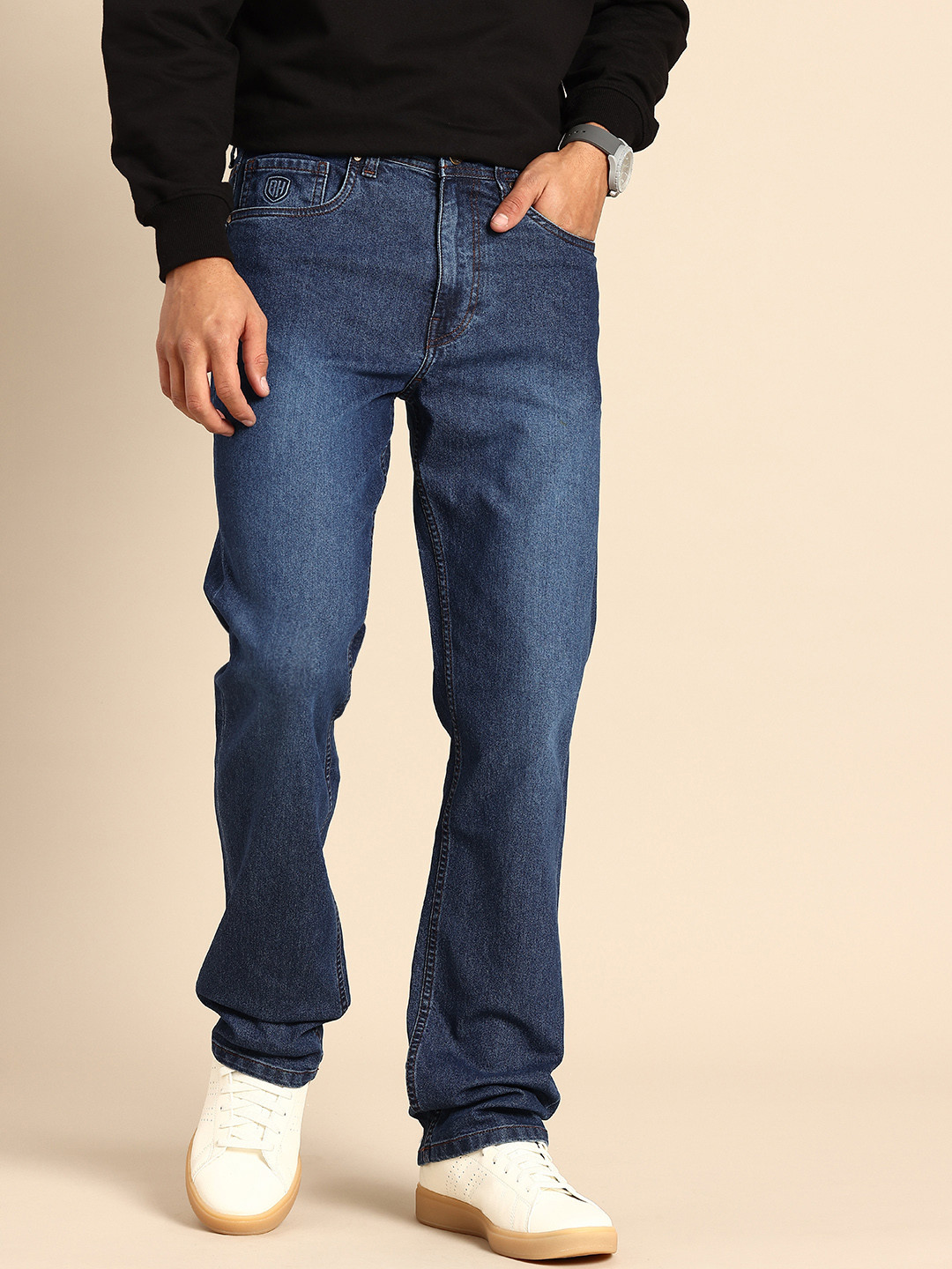 Being Human Men Bootcut Mid-Rise Light Fade Stretchable Jeans
