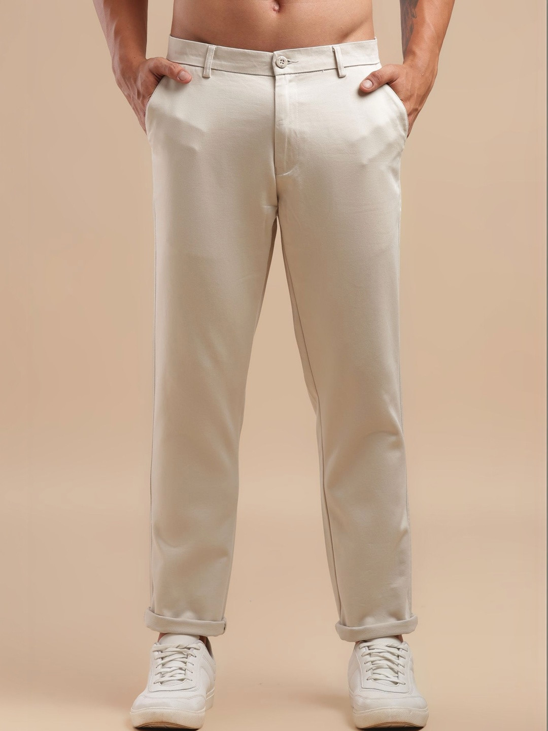 BLUE SQUAD Men Relaxed Easy Wash Chinos Trousers
