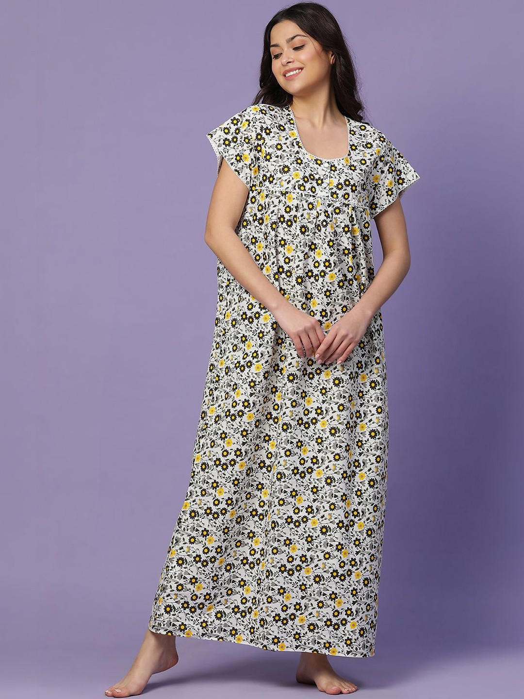 CLOCHOICE Printed Maxi Nightdress