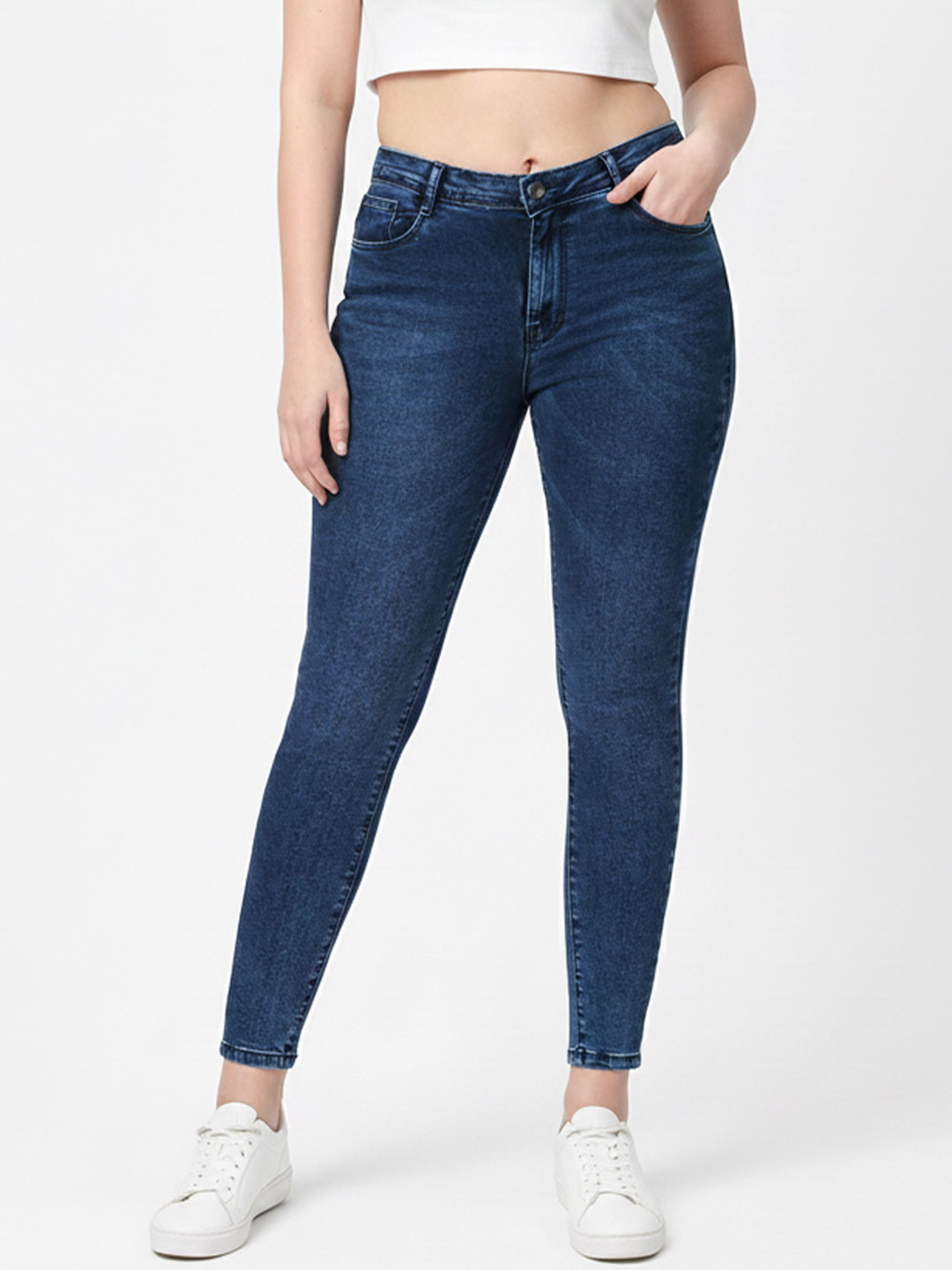 Kraus Jeans Women Skinny Fit High-Rise Light Fade Jeans
