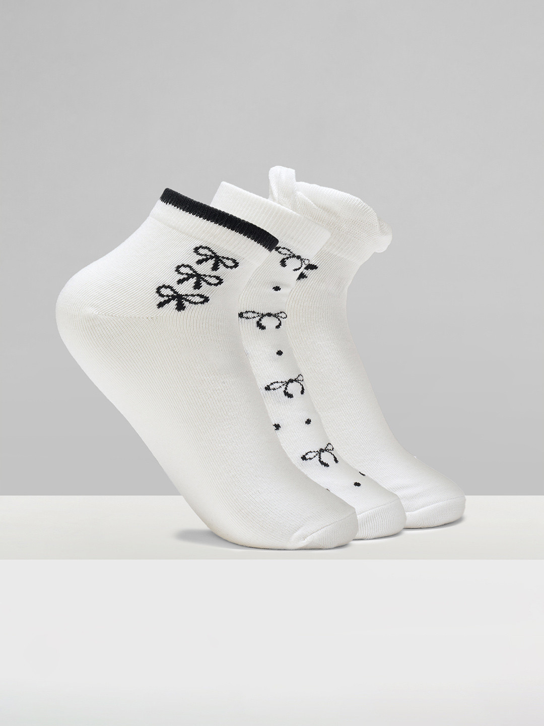Forever Glam by Pantaloons Women Pack Of 3 Patterned Ankle Length Socks