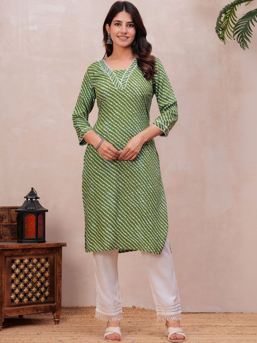 HERE&NOW Women Leheriya Printed Kurta