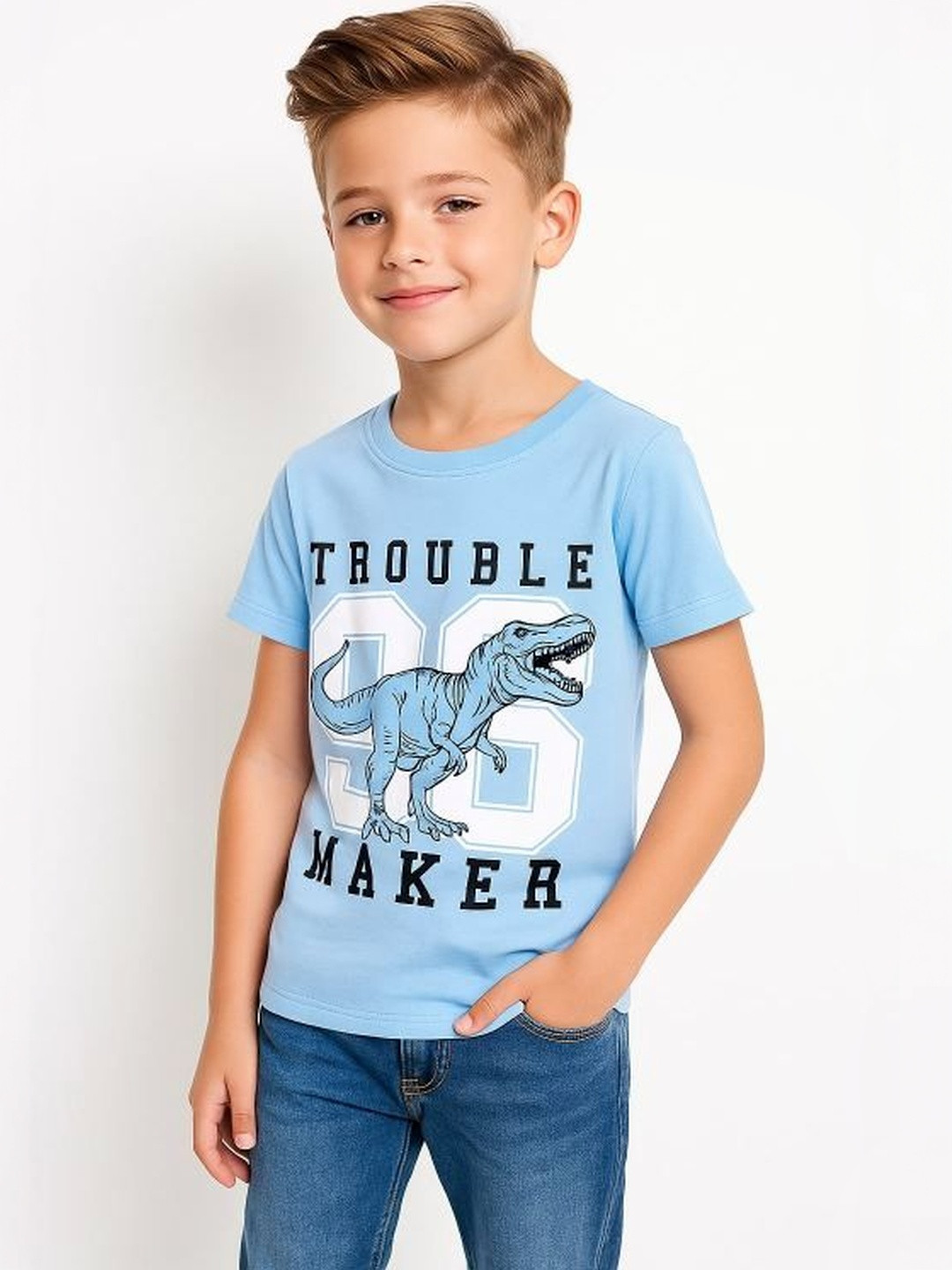 RASPY Boys Printed Pure Cotton 3D Fit T-shirt