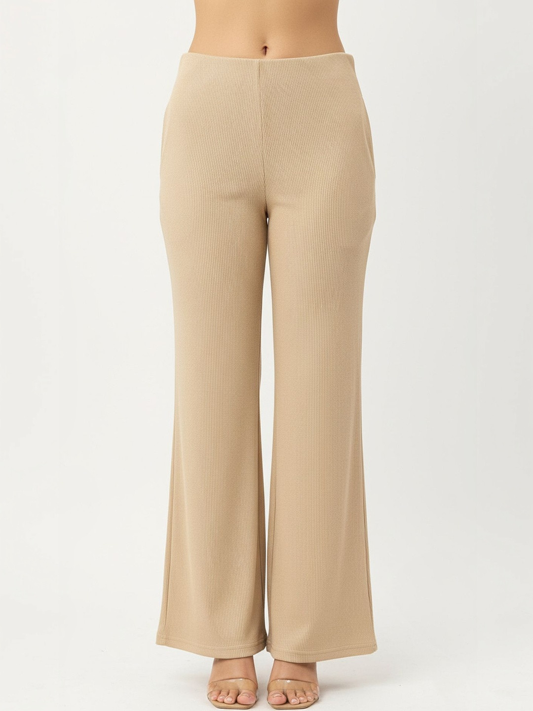 Mehrang Women Relaxed Straight Leg High-Rise Non Iron Trousers