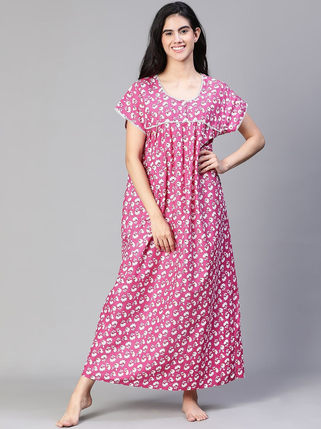 CLOCHOICE Printed Maxi Nightdress