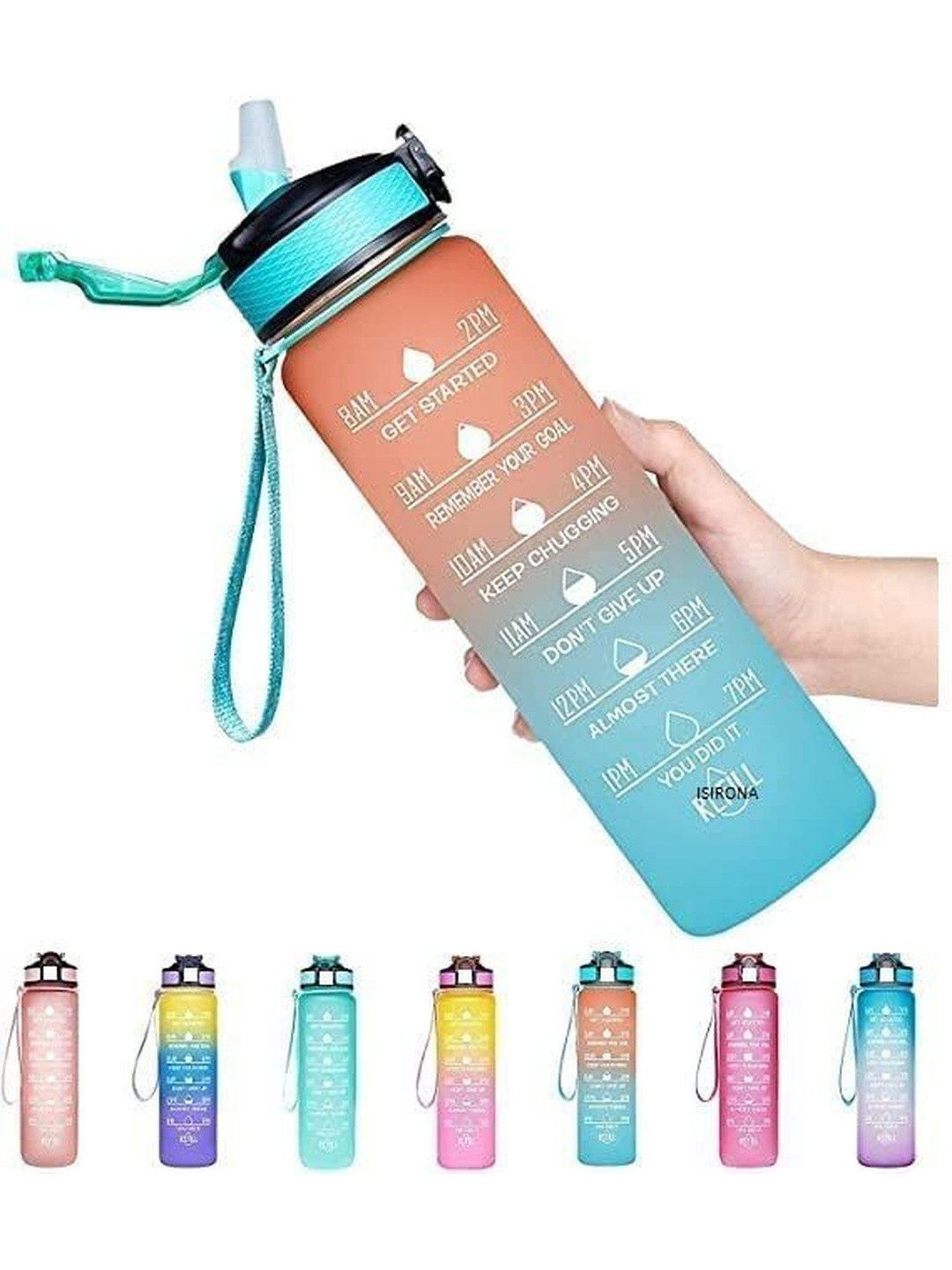 Virtuous Blue & Orange Single Plastic Typography Water Bottle