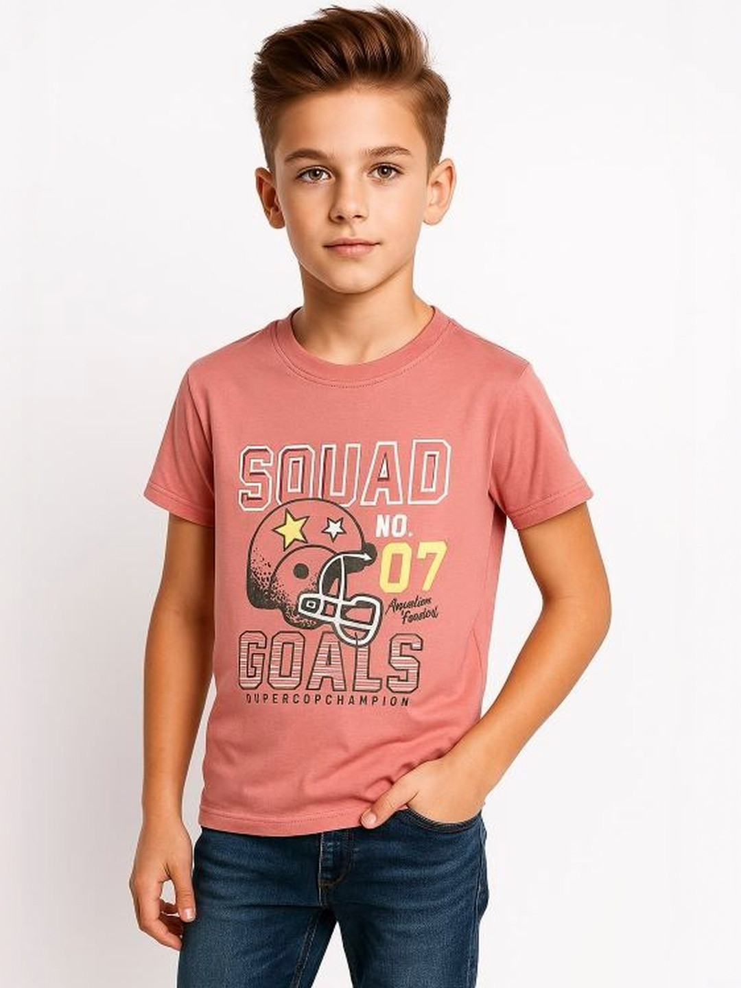 RASPY Boys Printed Pure Cotton 3D Fit T-shirt