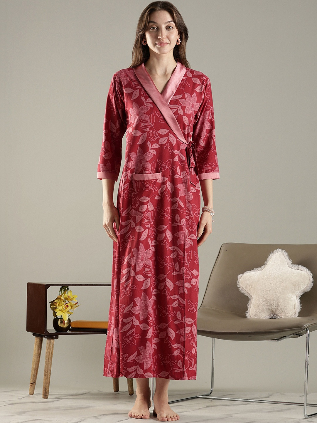 9shines Label Printed Maxi Nightdress