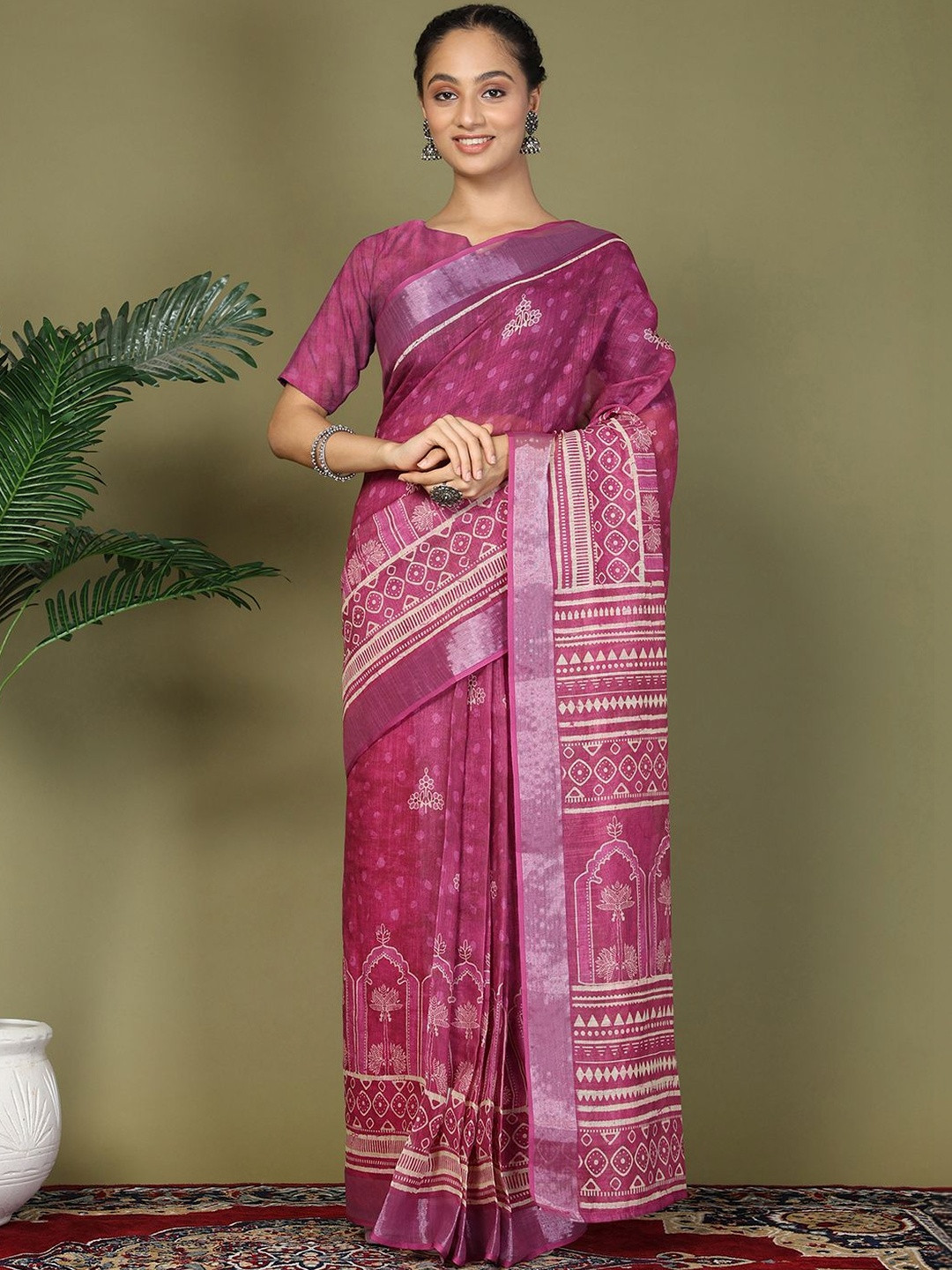 THREAD BOX Printed Ready to Wear Saree with Pocket & Inner Lining