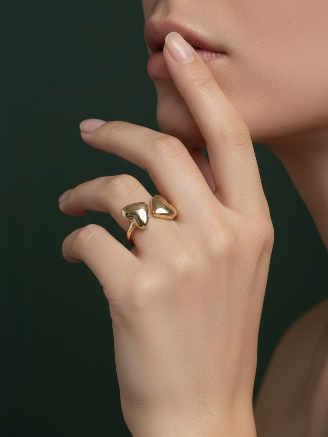 DURATI Women Gold Plated Heart Shaped Ring