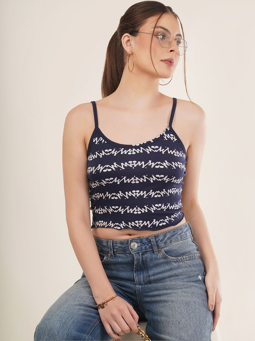 clobug Print Cotton Crop Top