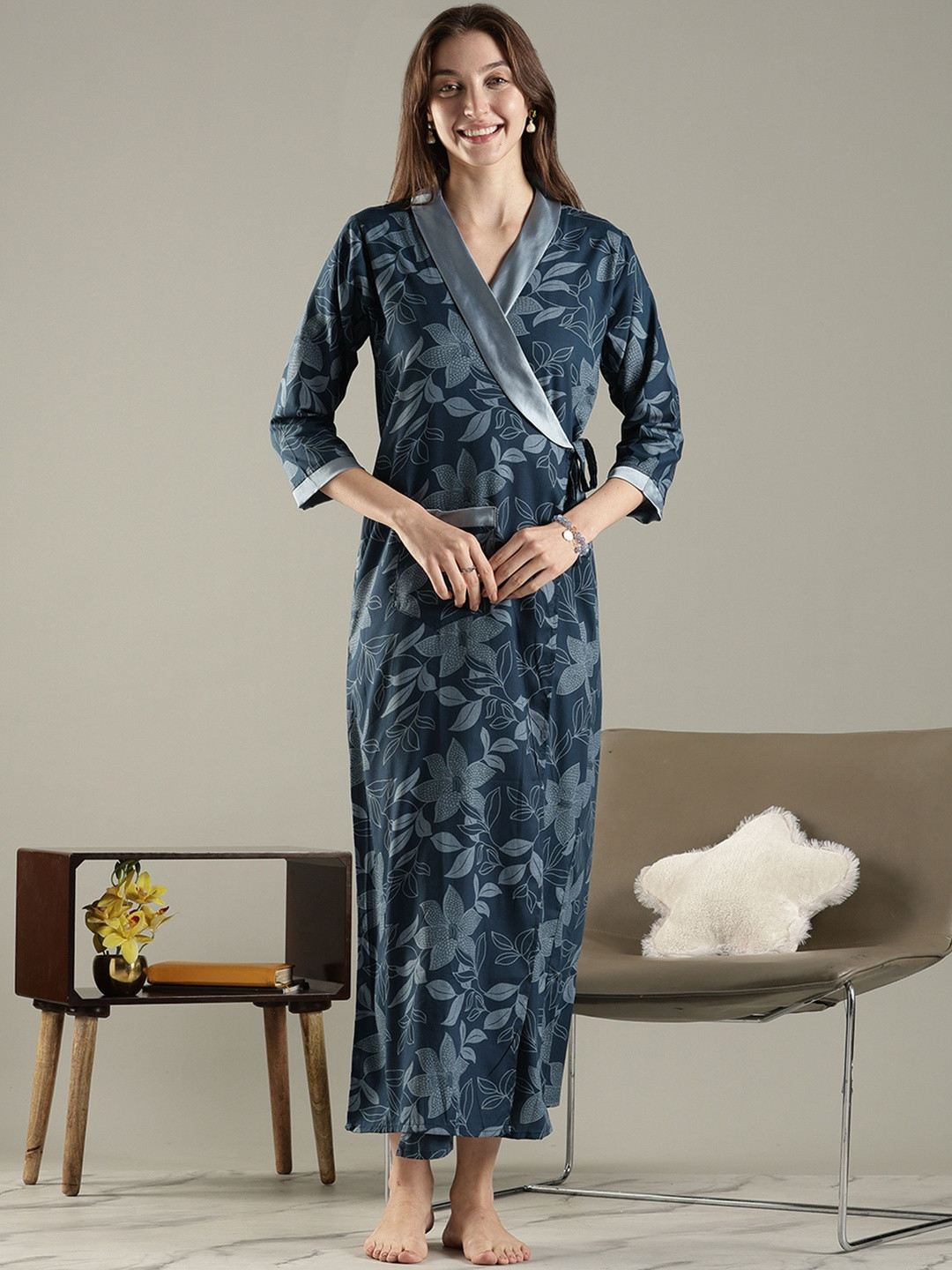 9shines Label Printed Maxi Nightdress