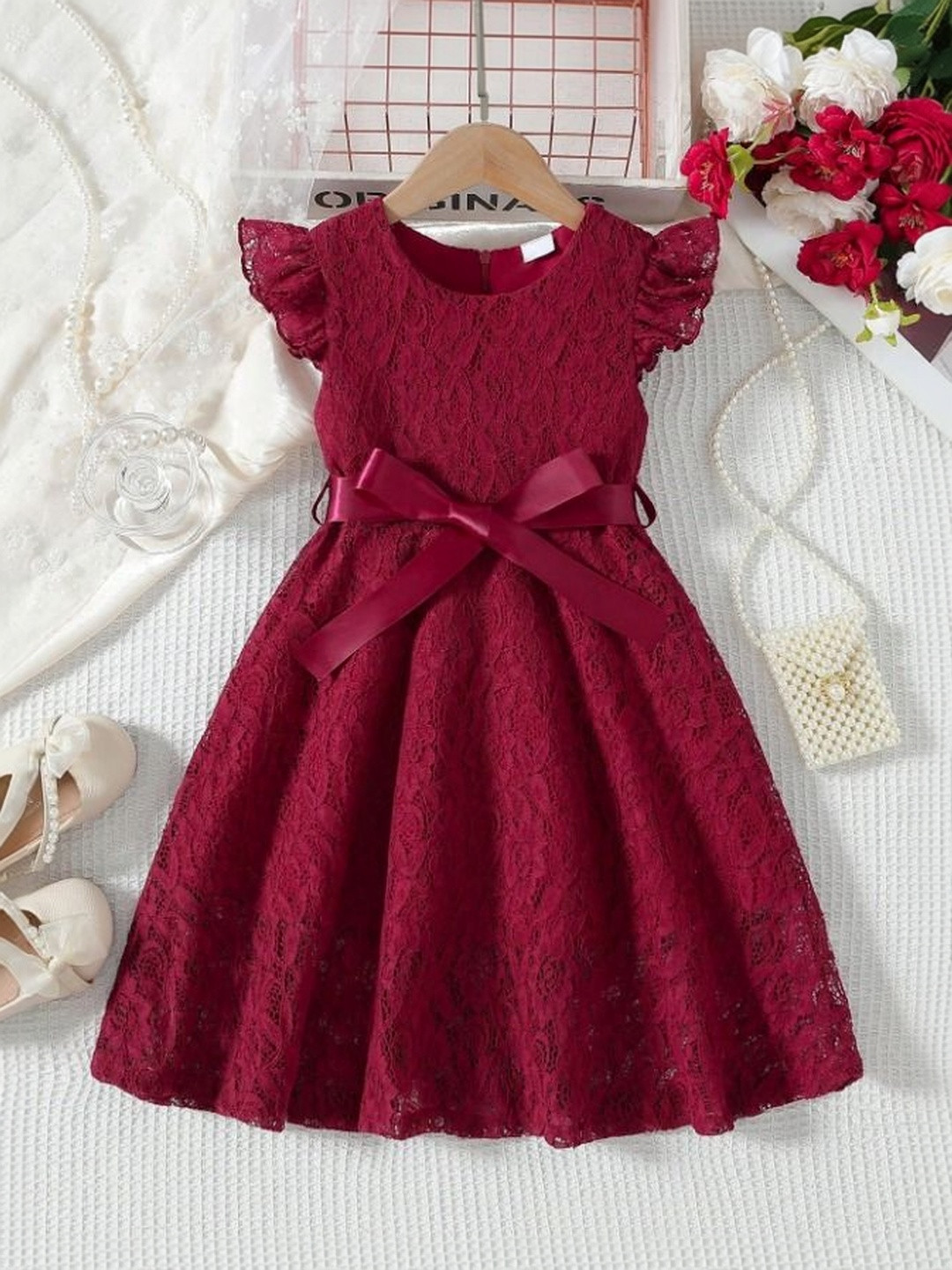 WAHOO Net Fit & Flare Dress