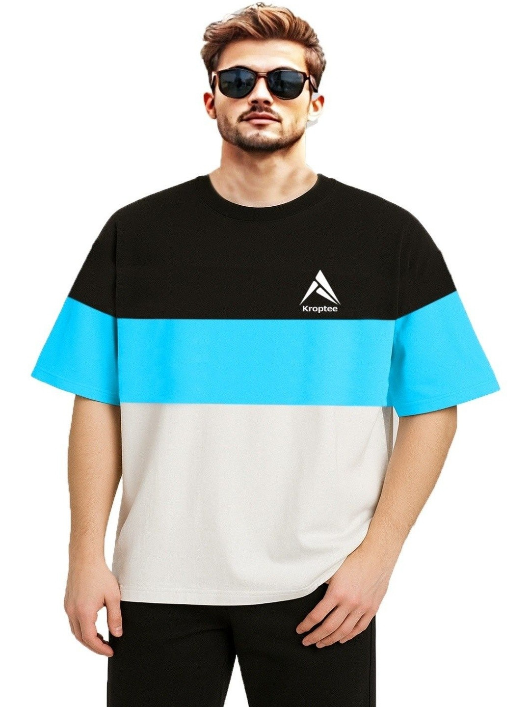 Kroptee Men's Oversized Colourblocked T-shirt