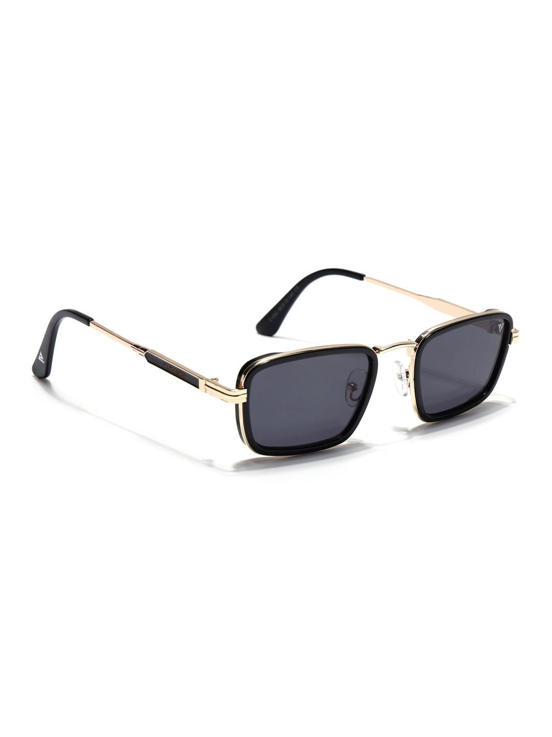 Voyage Unisex Grey Lens & Gold-Toned Rectangle Sunglasses with