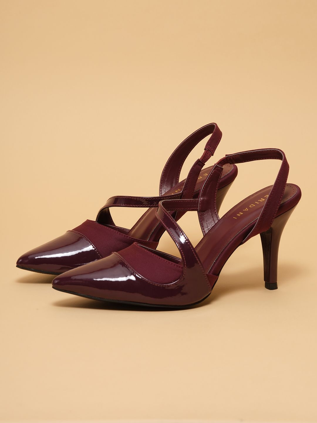 ERIDANI Mistletoe Patent Leather Pointed Toe Backstrap Stiletto Pumps