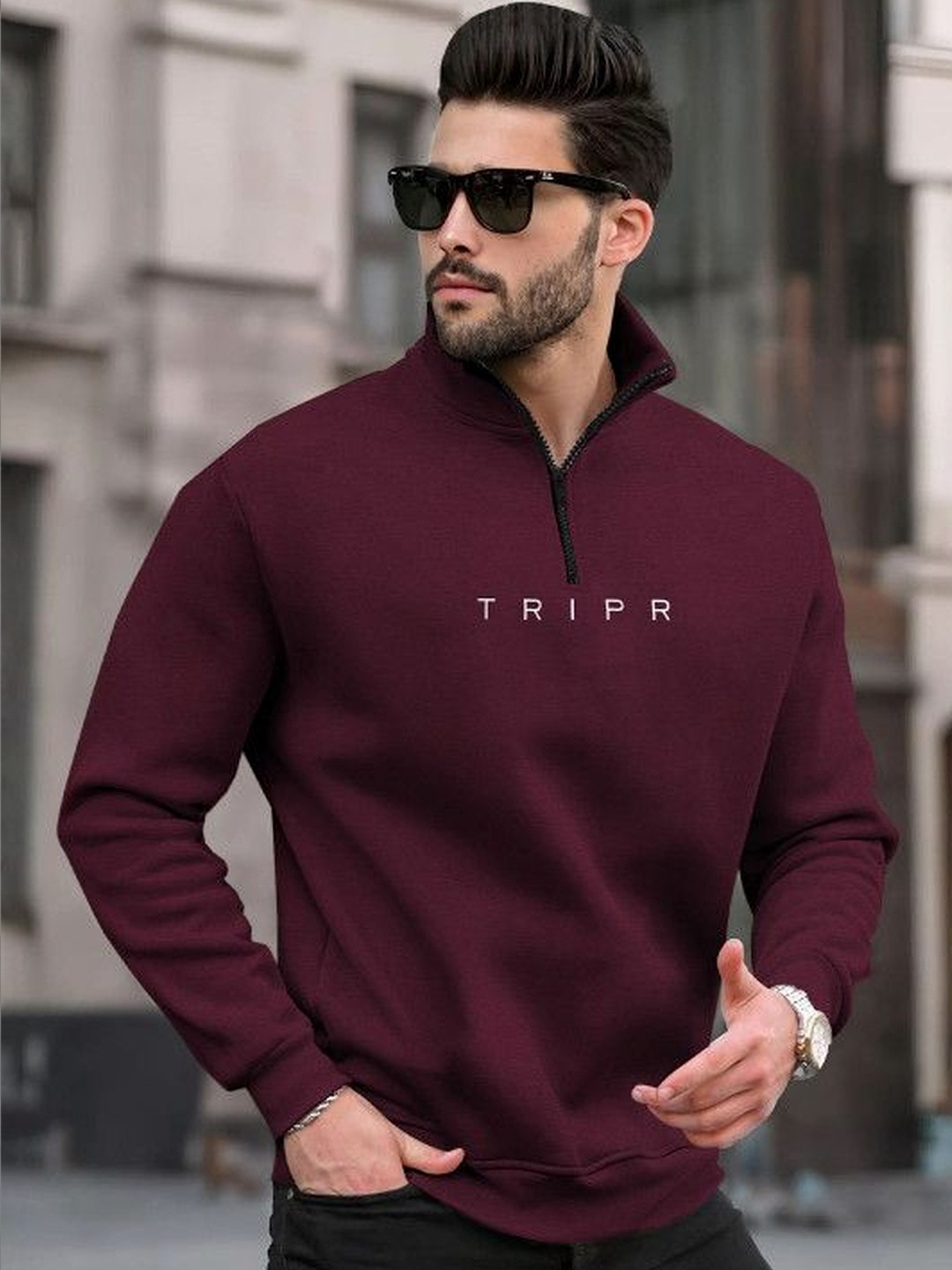 TRIPR Men Printed High Neck Sweaters