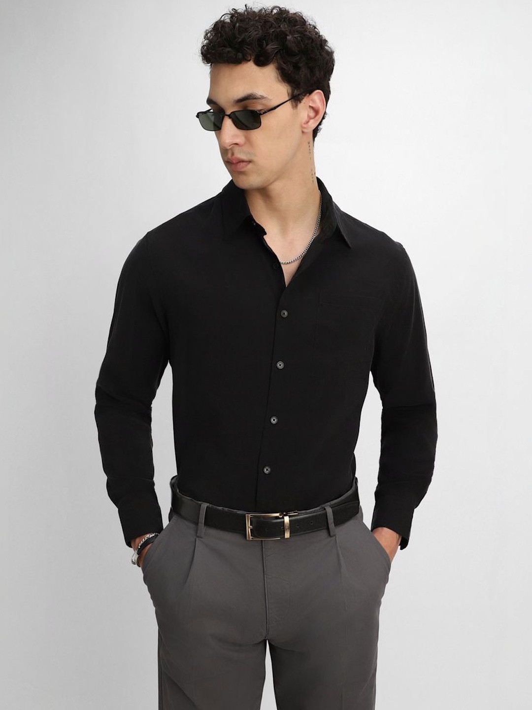 Snitch Viscose Rayon Long Sleeves Shirt