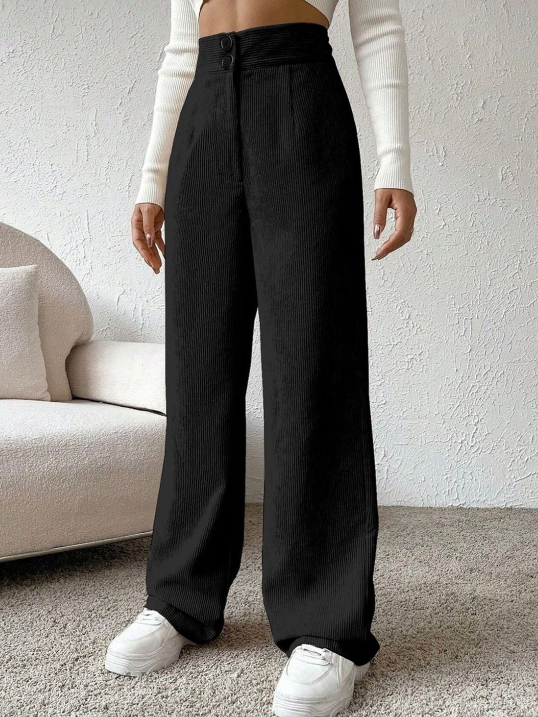 IQOA Women Comfort High-Rise Easy Wash Trousers