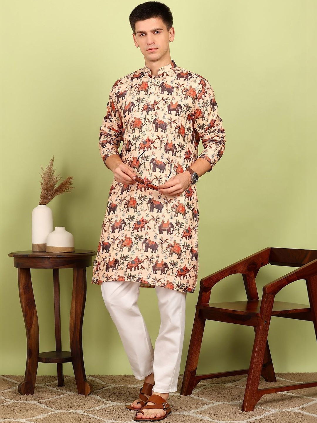 XENOR Men Floral Printed Kurta