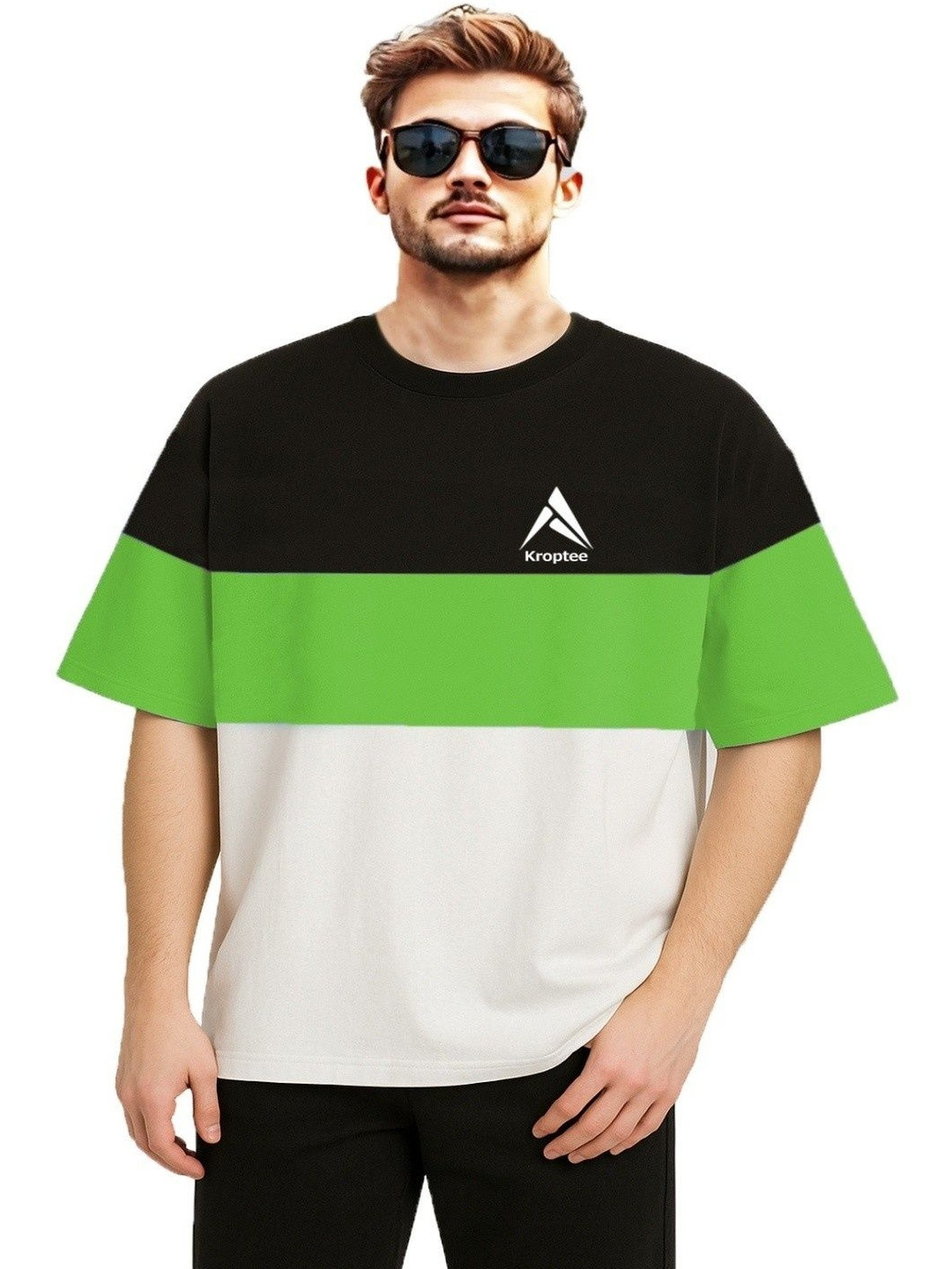 Kroptee Men's Oversized Colourblocked T-shirt