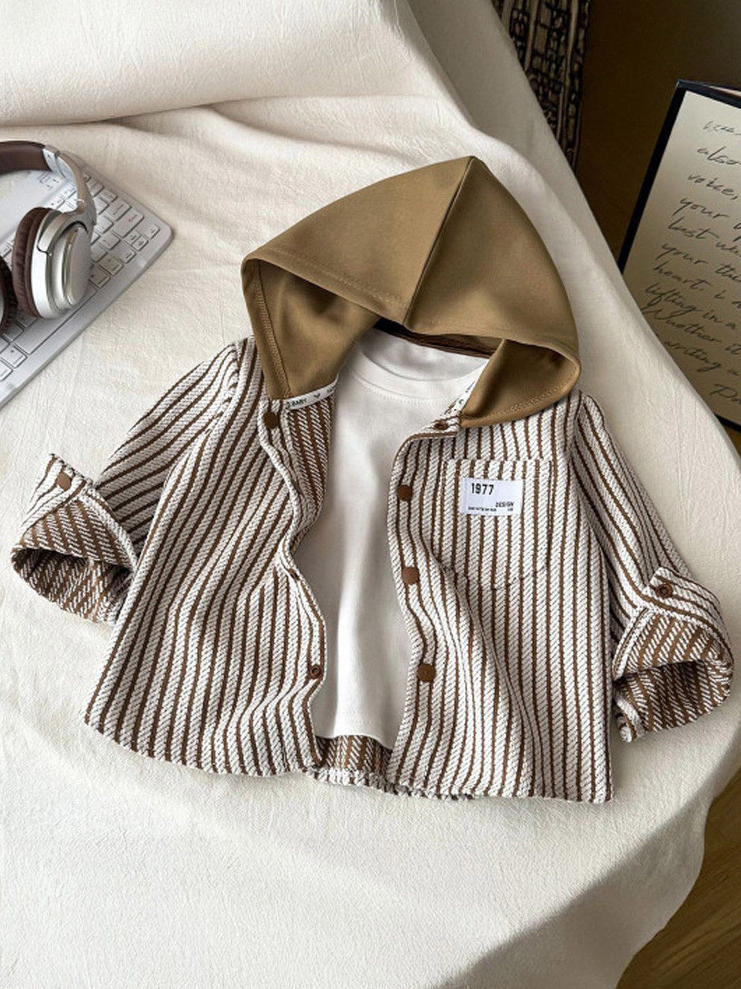 Xsole Boys Hooded Striped Lightweight Tailored Jacket with Tshirt